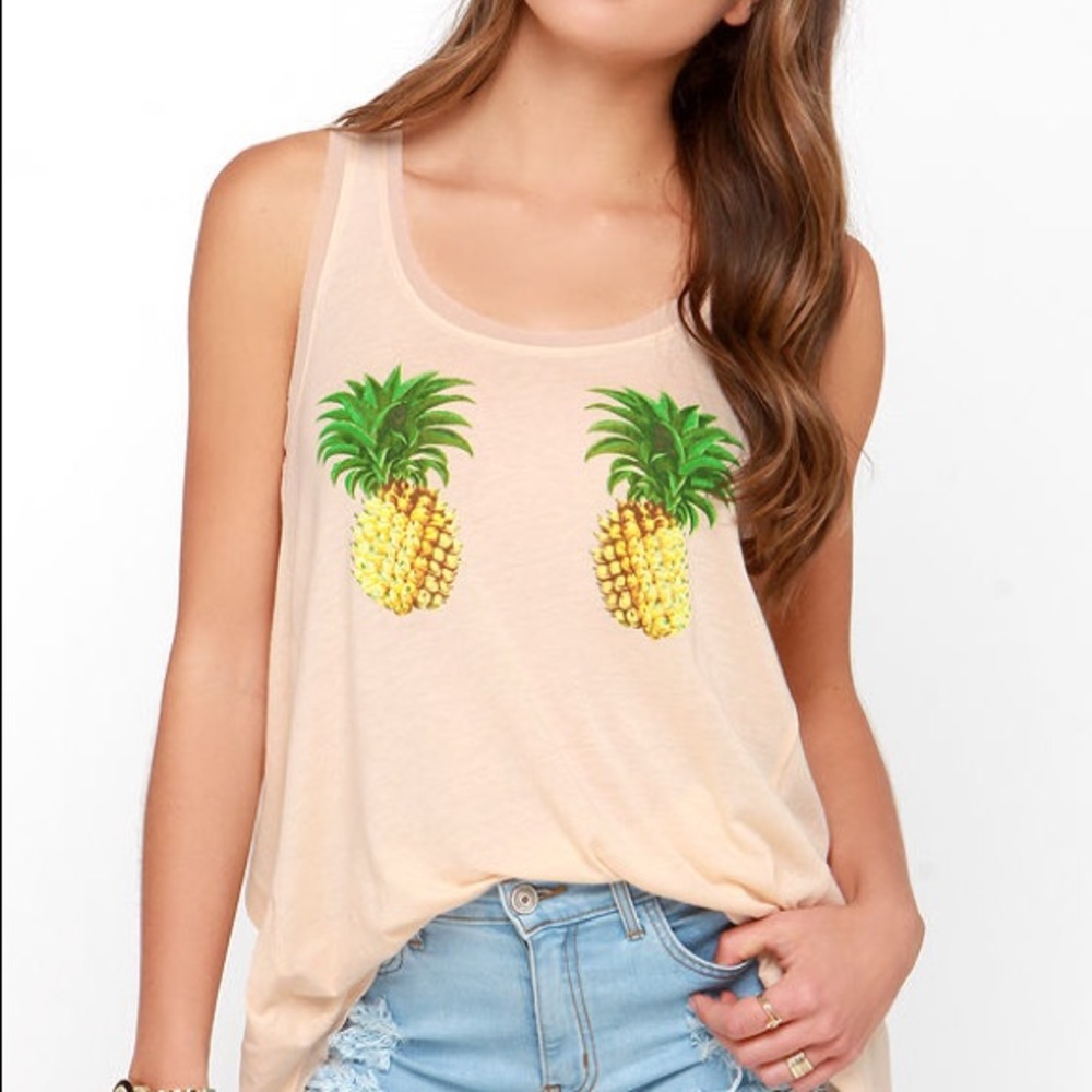 🆕 OTHERS FOLLOW GOT PINEAPPLES PEACH TANK TOP - Picture 6 of 7